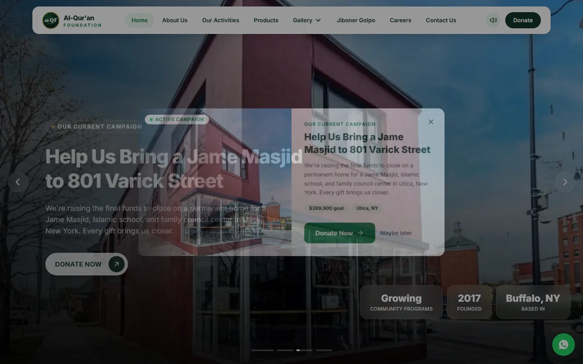 alquranfoundationusa.com website design project by ZAMAN IT
