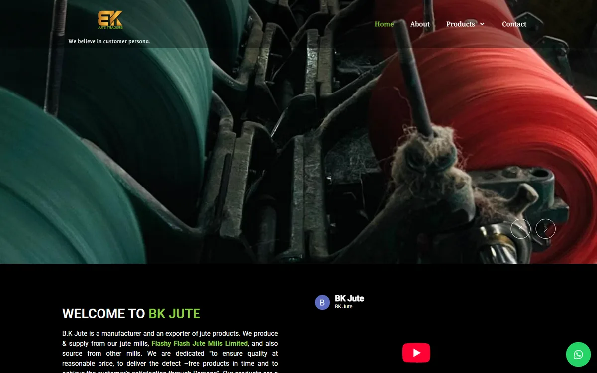 bkjute.com website design project by ZAMAN IT