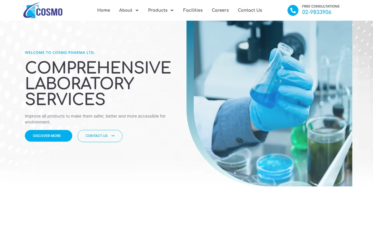 cosmopharmaltd.com website design project by ZAMAN IT