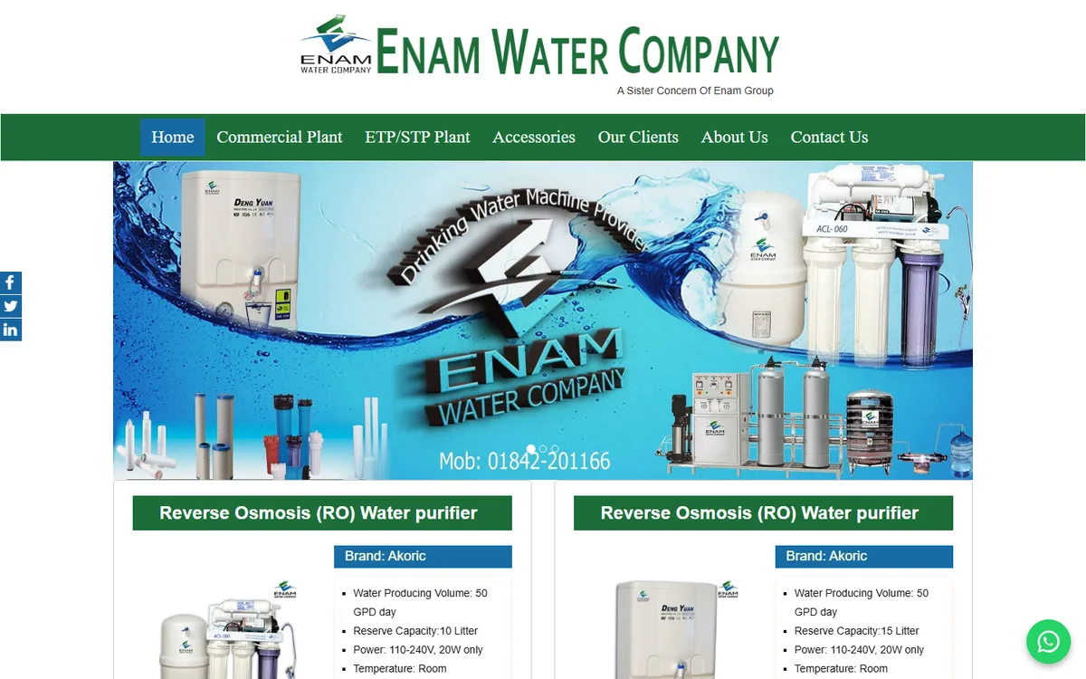 enamwater.com website design project by ZAMAN IT