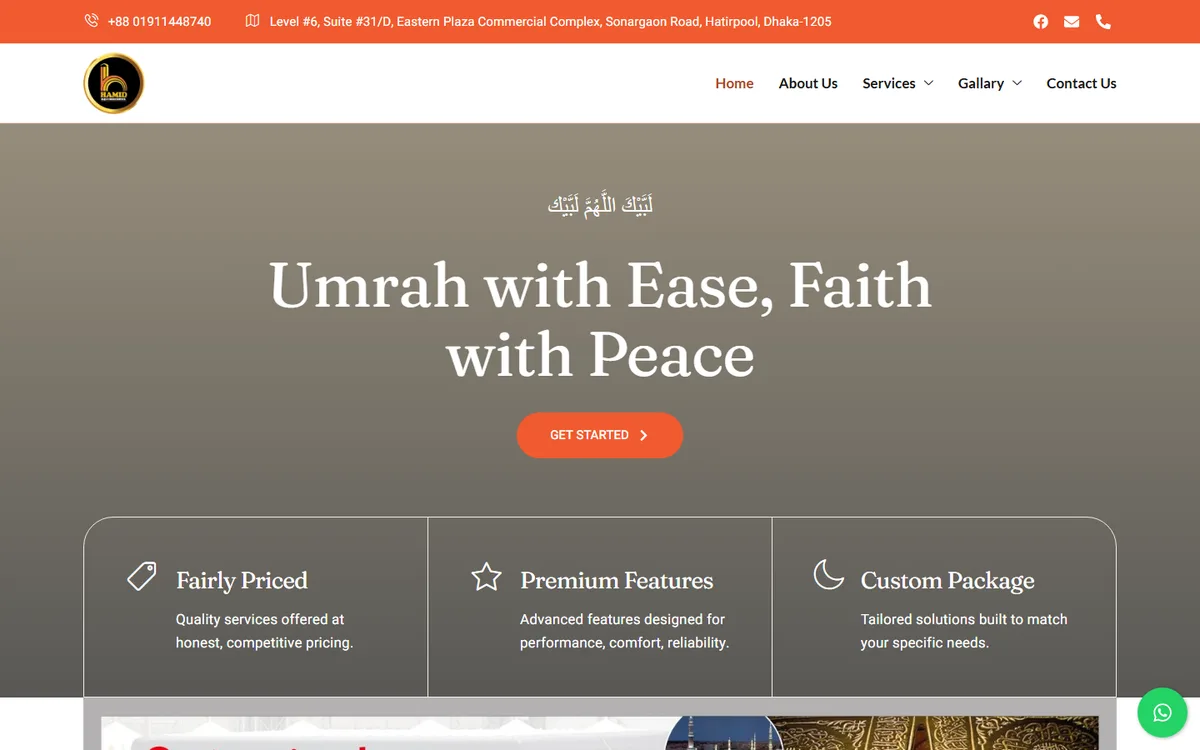 hamidhajjandumrah.com website design project by ZAMAN IT