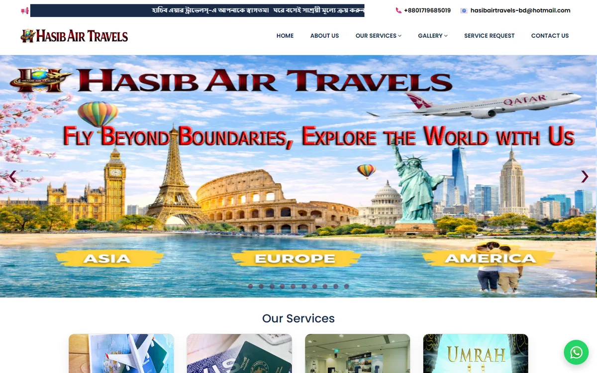 hasibairtravels.com website design project by ZAMAN IT