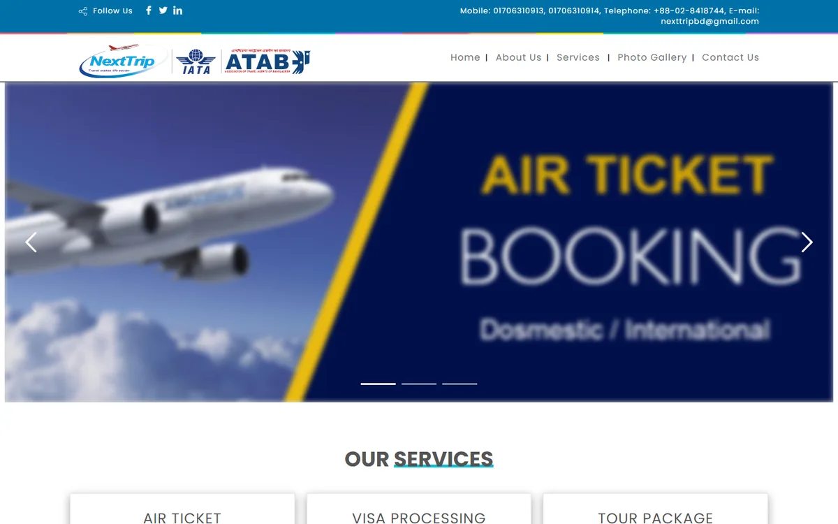 nexttripbd.com website design project by ZAMAN IT