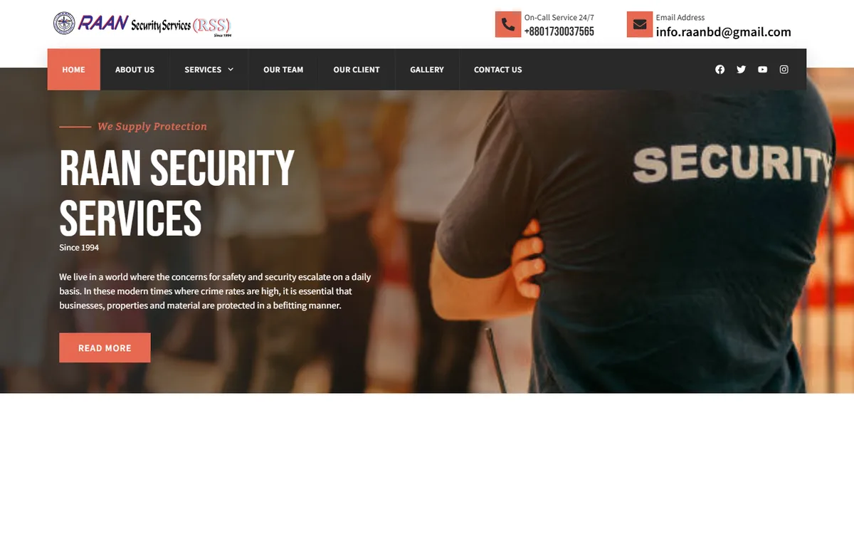 raansecurity.com website design project by ZAMAN IT