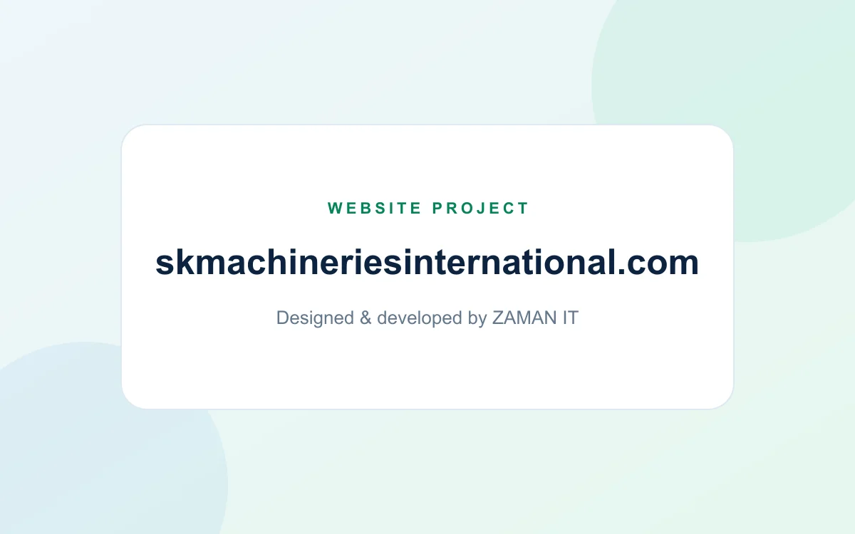 skmachineriesinternational.com website design project by ZAMAN IT