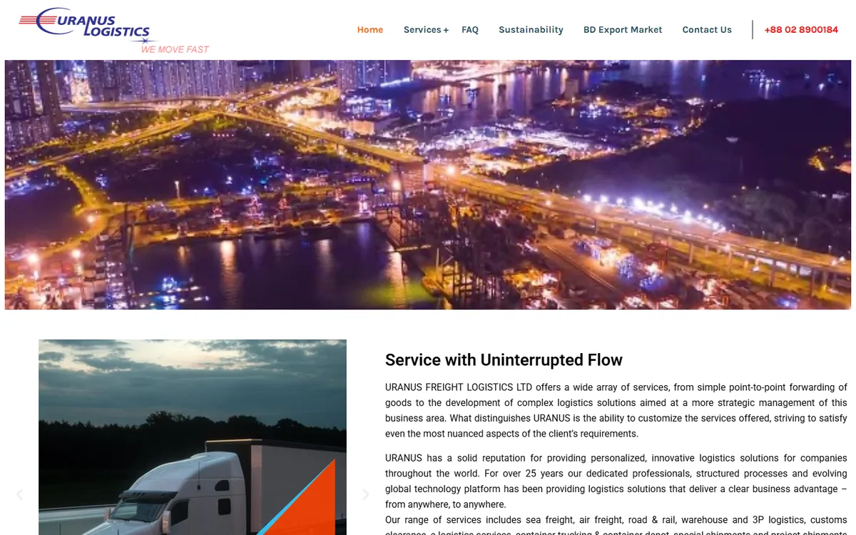 uranusfreight.com website design project by ZAMAN IT